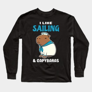 I Like Sailing and Capybaras Cartoon Long Sleeve T-Shirt